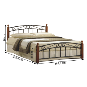 Manželská postel DELTA 180x200 - třešeň / černý kov  Postele MH030232450W