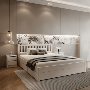 Manželská postel s úložným prostorem LUCINDA160x200 - bílá  Postele MH00003972600W