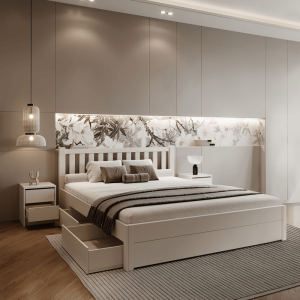 Postel s úložným prostorem LUCINDA 140x200 - bílá  Místnosti MH00003972590W