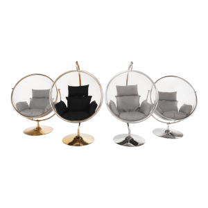 Závěsné křeslo se stojanem WOBBLE - transparentní/zlatá/šedá  Křesla MH00003968480W