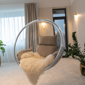 Závěsné křeslo WOBBLE - transparentní/stříbrná/šedá  Křesla MH00003968450W