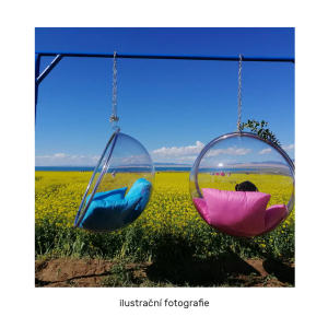 Závěsné křeslo WOBBLE - transparentní/zlatá/růžová  Křesla MH00003968380W