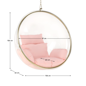 Závěsné křeslo WOBBLE - transparentní/zlatá/růžová  Křesla MH00003968380W