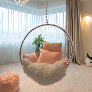 Závěsné křeslo WOBBLE - transparentní/zlatá/růžová  Křesla MH00003968380W