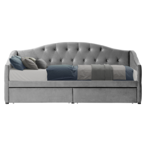 Postel s úložným prostorem ZARINA 90x200 - šedá/velvet látka  Postele MH00003961650W