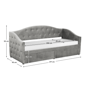 Postel s úložným prostorem ZARINA 90x200 - šedá/velvet látka  Postele MH00003961650W