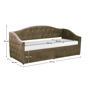 Postel s úložným prostorem ZARINA 90x200 - hnědý samet  Ložnice MH00003961640W