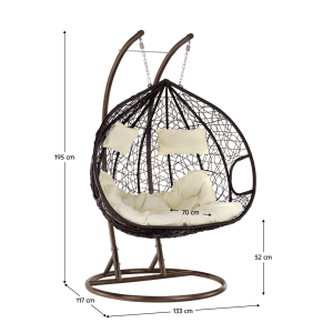 Závěsné dvojkřeslo DAVE - měděná/hnědá/krémová  Křesla MH396021W