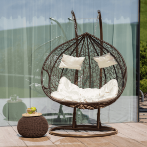 Závěsné dvojkřeslo DAVE - měděná/hnědá/krémová  Křesla MH396021W