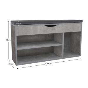 Botník s lavicí MUDDY - beton  Botníky MH395630W