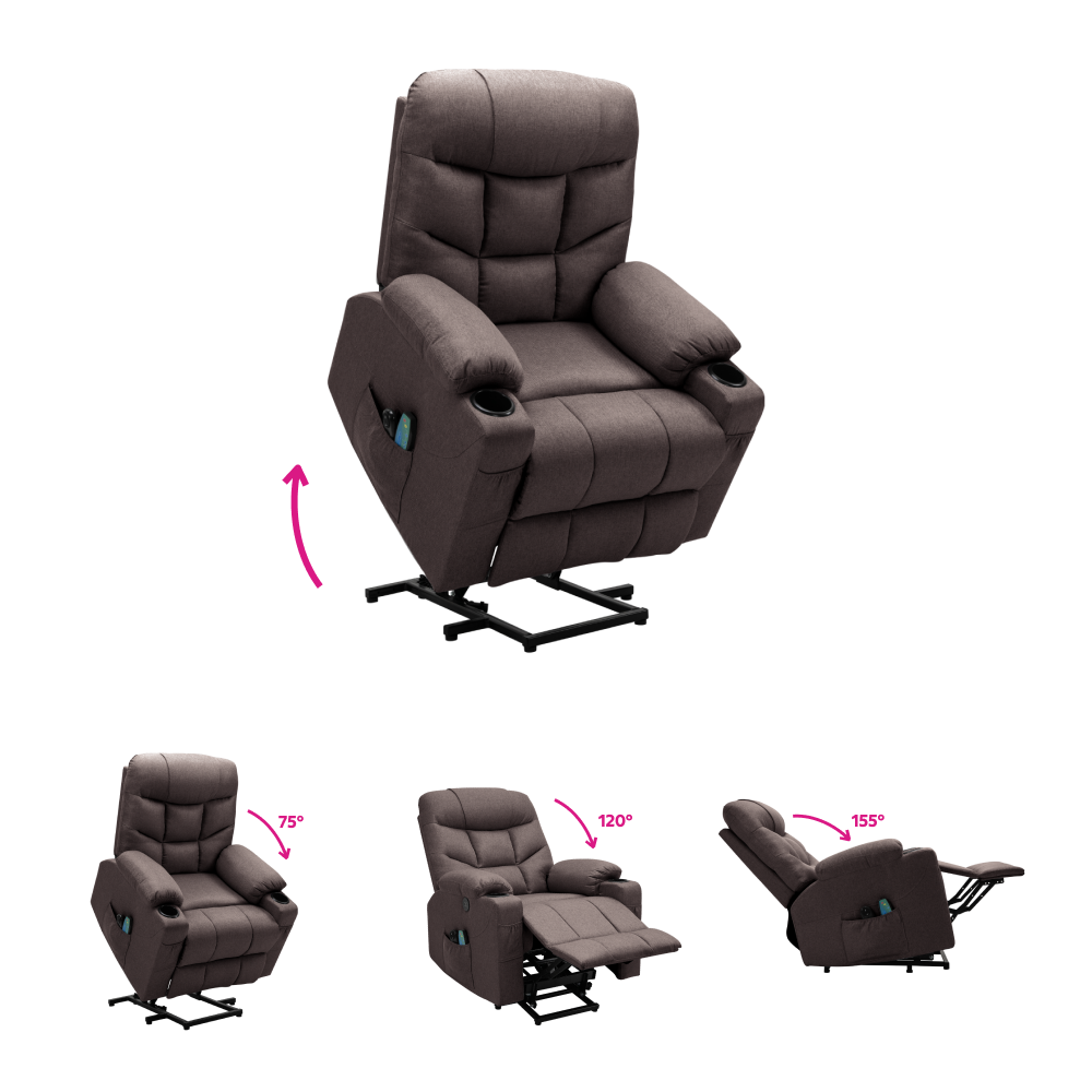 Masážní polohovací křeslo HUDA - hnědá  Křesla MH394514W