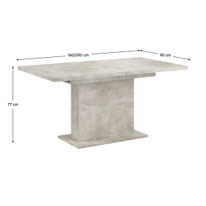 Jídelní stůl BEN - 160-200x90 cm, beton  Kuchyň a jídelna MH393897W