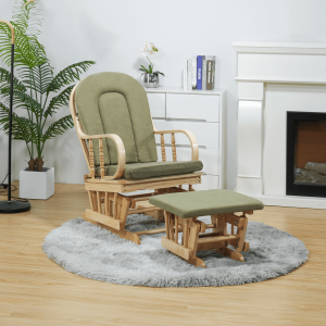 Houpací křeslo s podnoží ALBERT - přírodní/zelená  Křesla MH393543W