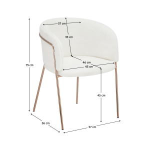 Designové jídelní křeslo ADI - bílá Ivory/rose gold  Kuchyň a jídelna MH393519W