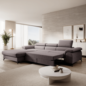 Rozkládací sedací souprava HORTH - hnědá, levá  Pohovky MH392550W