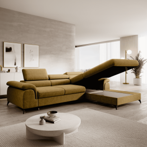 Rozkládací sedací souprava HORTH - hořčicová, pravá  Pohovky MH392490W