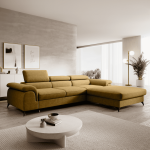 Rozkládací sedací souprava HORTH - hořčicová, pravá  Pohovky MH392490W