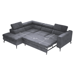 Rozkládací sedací souprava BALE - šedá, levá  Nábytek MH392110W