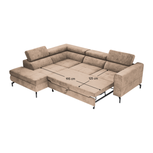 Rozkládací sedací souprava BALE - světle hnědá, levá  Místnosti 0000392010