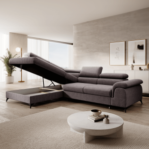 Rozkládací sedací souprava PONE - šedohnědá, levá  Místnosti MH391790W