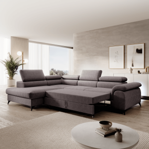 Rozkládací sedací souprava PONE - šedohnědá, levá  Místnosti MH391790W