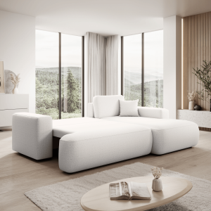 Rozkládací sedací souprava GARETT - bílá, pravá  Místnosti MH391431W