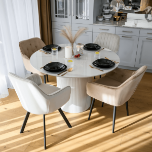 Jídelní stůl MAYA - bílý mramor/MDF, průměr 120 cm  Místnosti MH386990W