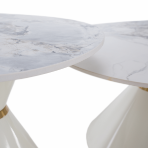 Konferenční stolky BUZZ, set 2 ks, bílý mramor/bílá/zlatá, ocel  Místnosti MH386970W