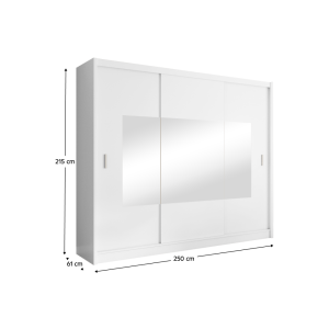 Skříň s posuvnými dveřmi MADRID - bílá, 250x215  Místnosti MH385251W