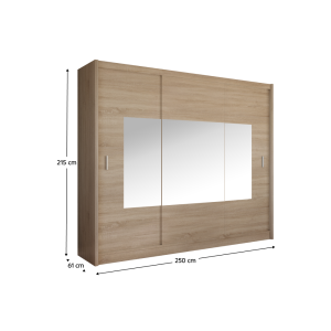 Skříň s posuvnými dveřmi MADRID, dub sonoma, 250x215  Místnosti MH385250W