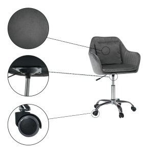 Kancelářské křeslo KILIAN, šedá Velvet látka/chrom  Místnosti MH382460W