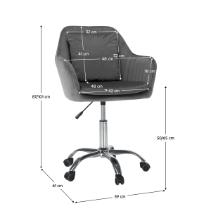 Kancelářské křeslo KILIAN, šedá Velvet látka/chrom  Místnosti MH382460W