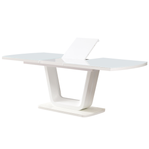 Jídelní rozkládací stůl OLAF - bílý lesk, 160-200x90 cm  Místnosti MH378150W