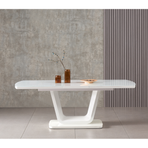 Jídelní rozkládací stůl OLAF - bílý lesk, 160-200x90 cm  Místnosti MH378150W