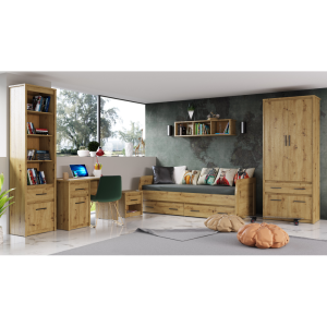 Šatní skříň TYRON - dub/černá  Místnosti MH374726W