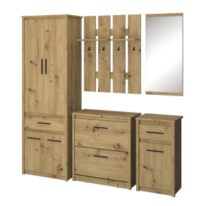 Šatní skříň TYRON - dub/černá  Místnosti MH374726W