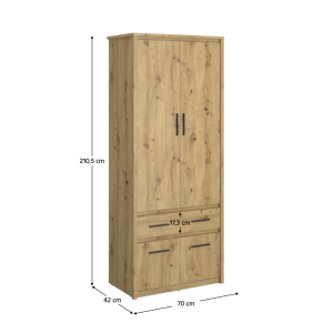 Šatní skříň TYRON - dub/černá  Místnosti MH374726W