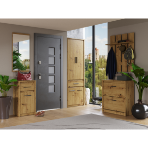 Šatní skříň TYRON - dub/černá  Místnosti MH374726W