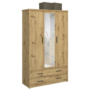 Skříň se zrcadlem TYRON - dub/černá  Místnosti MH374725W