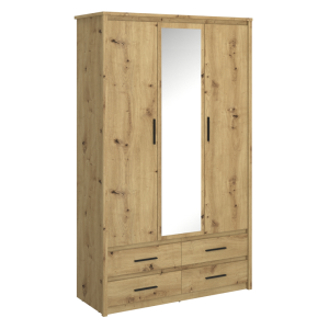 Skříň se zrcadlem TYRON - dub/černá  Místnosti MH374725W