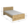 Postel, 120x200, dub artisan, AIRON  Místnosti MH374722W