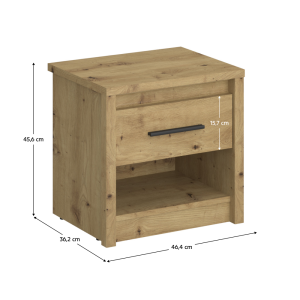 Noční stolek Tyron - dub přírodní/černá  Místnosti MH374710W