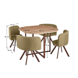 Jídelní set KEREM 1+4, světle hnědá/přírodní  Nábytek MH354602W