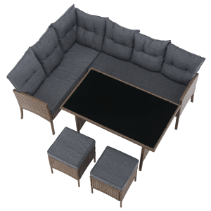 Zahradní ratanový set RANDA - přírodní/světle šedá  Zahradní a venkovní nábytek MH371812W