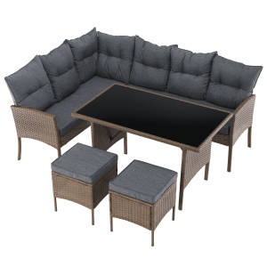 Zahradní ratanový set RANDA - přírodní/světle šedá  Zahradní a venkovní nábytek MH371812W