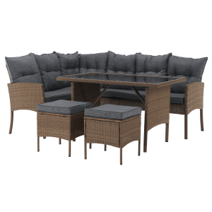 Zahradní ratanový set RANDA - přírodní/světle šedá  Zahradní a venkovní nábytek MH371812W