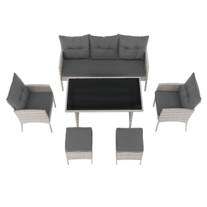Zahradní ratanový set LENA - světle šedá  Zahradní a venkovní nábytek MH371811W