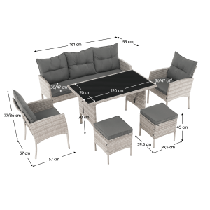 Zahradní ratanový set LENA - světle šedá  Zahradní a venkovní nábytek MH371811W