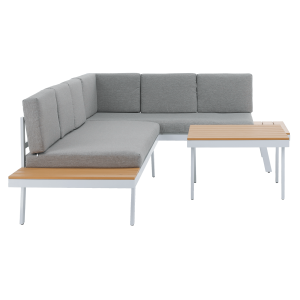 Zahradní set PEARL - bílá ocel/dub/světle šedá  Zahradní a venkovní nábytek MH371797W