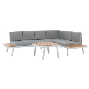 Zahradní set PEARL - bílá ocel/dub/světle šedá  Zahradní a venkovní nábytek MH371797W